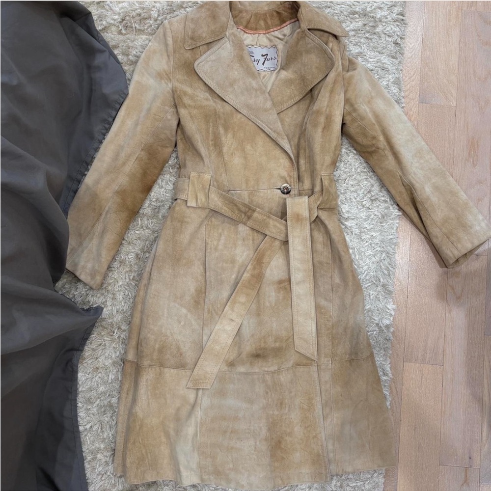 Suede Tie-Front Trench Coat
